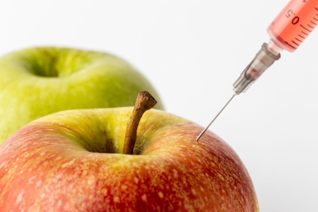 Close up of apple gmo modified food